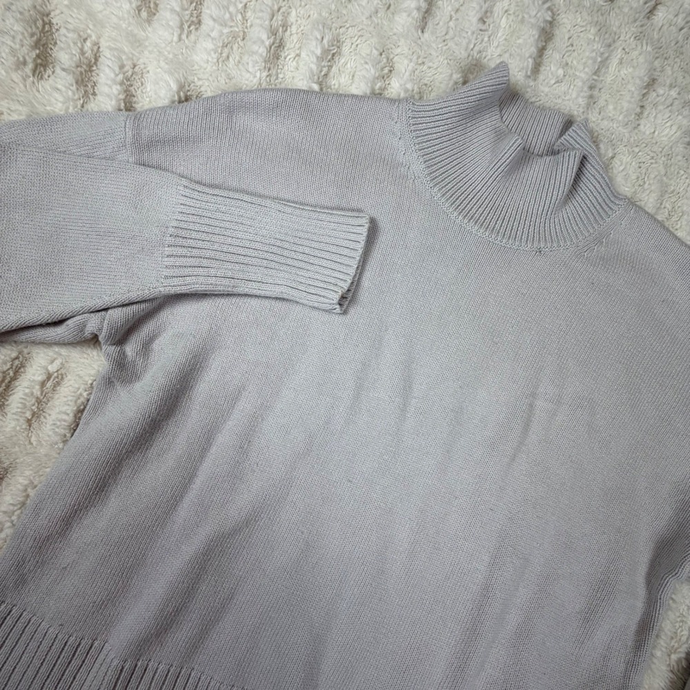 Gap Womens Mock Neck Shaker Knit Cotton Sweater Light Gray Large